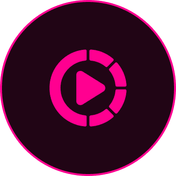 Pink play button with circular design with background