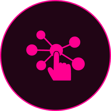 Finger touching network icon with background