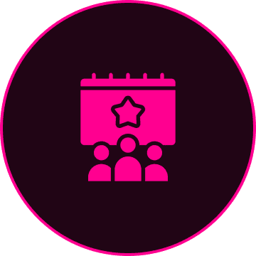Group meeting symbol with calendar