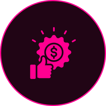 Pink dollar symbol with thumbs up
